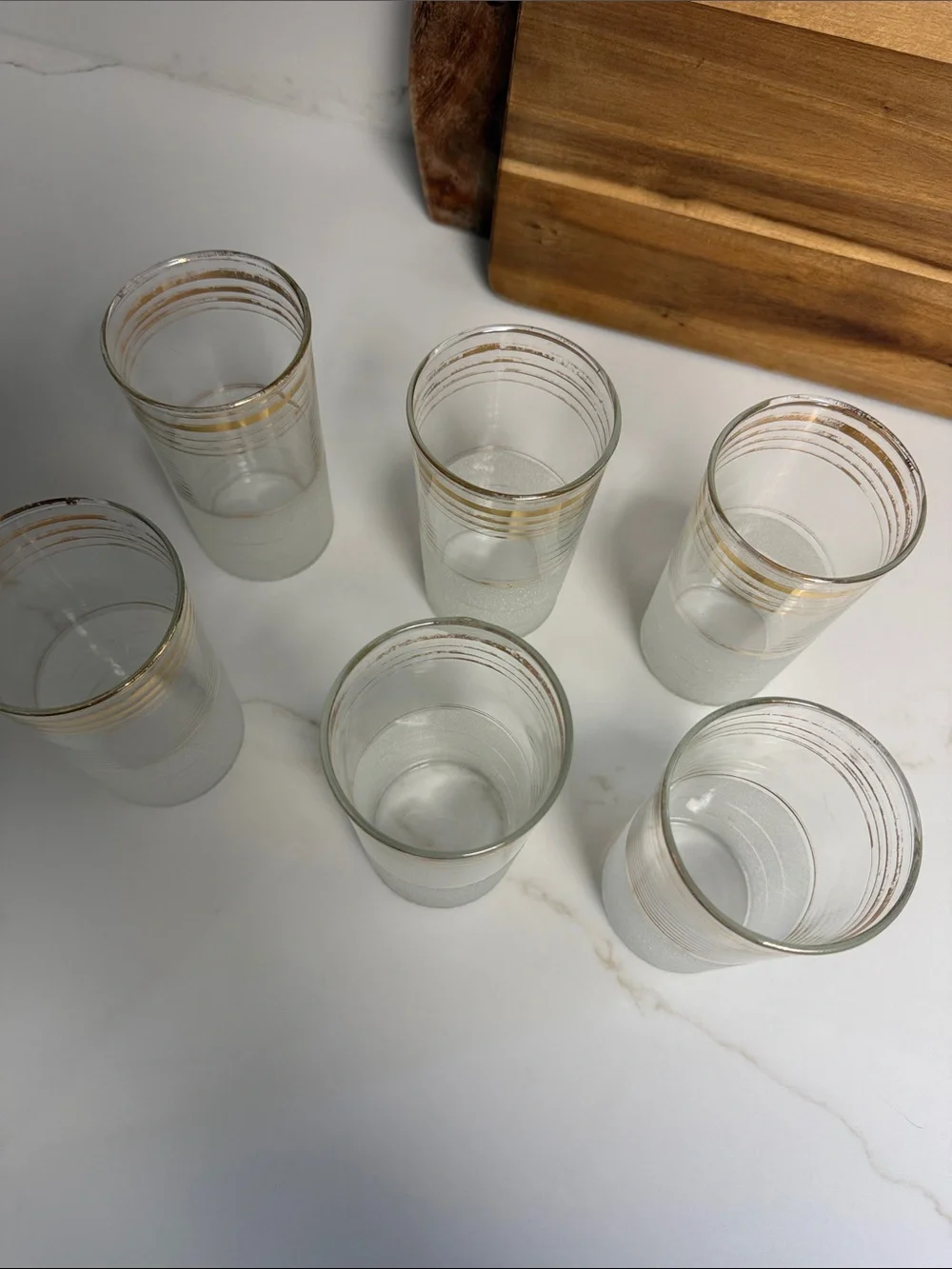 Classic White Tumbler antique Set with Gold Banding - 6 Pack